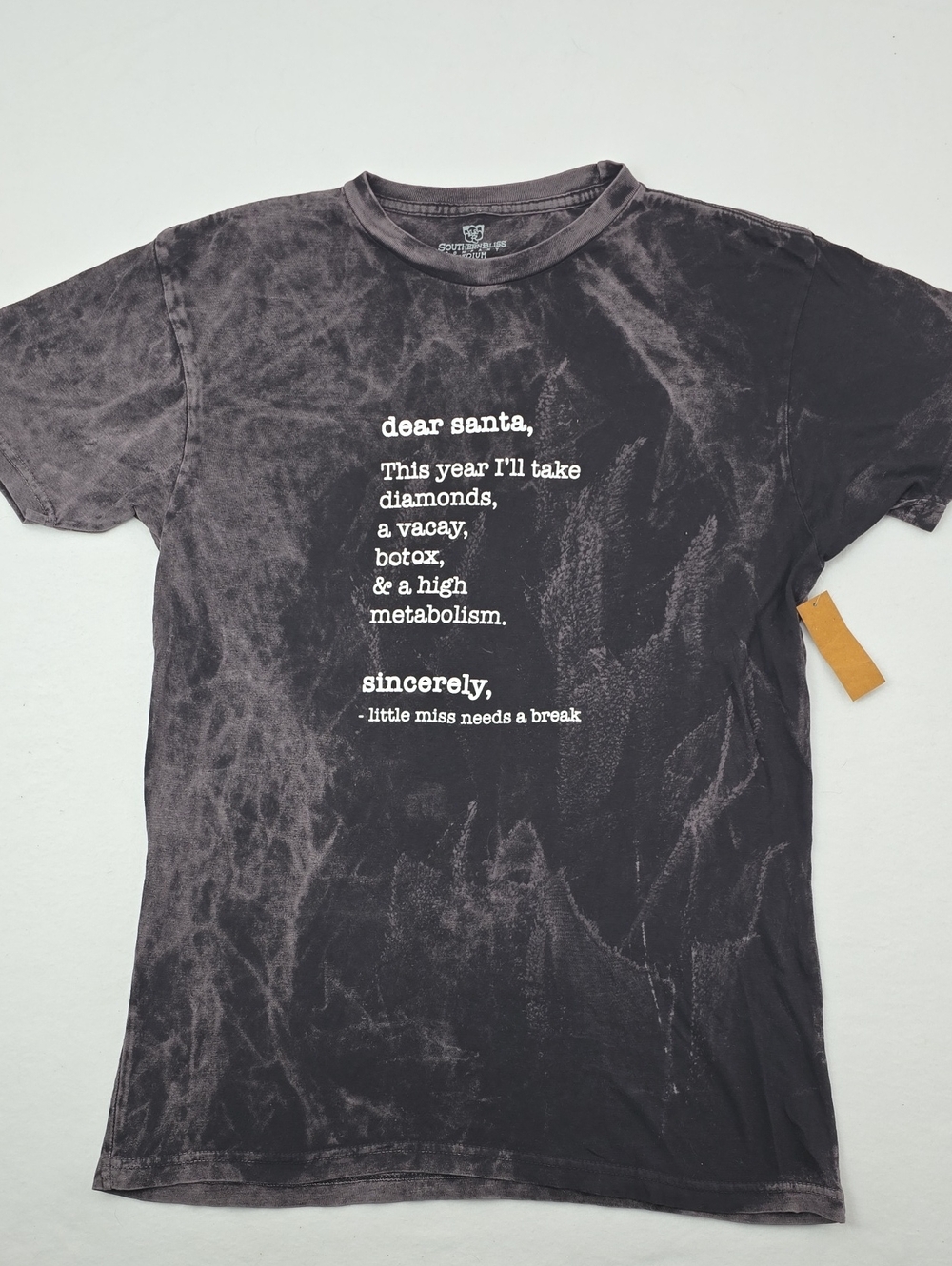 Southern Bliss Company Black Washed Graphic Tee with Holiday Quote